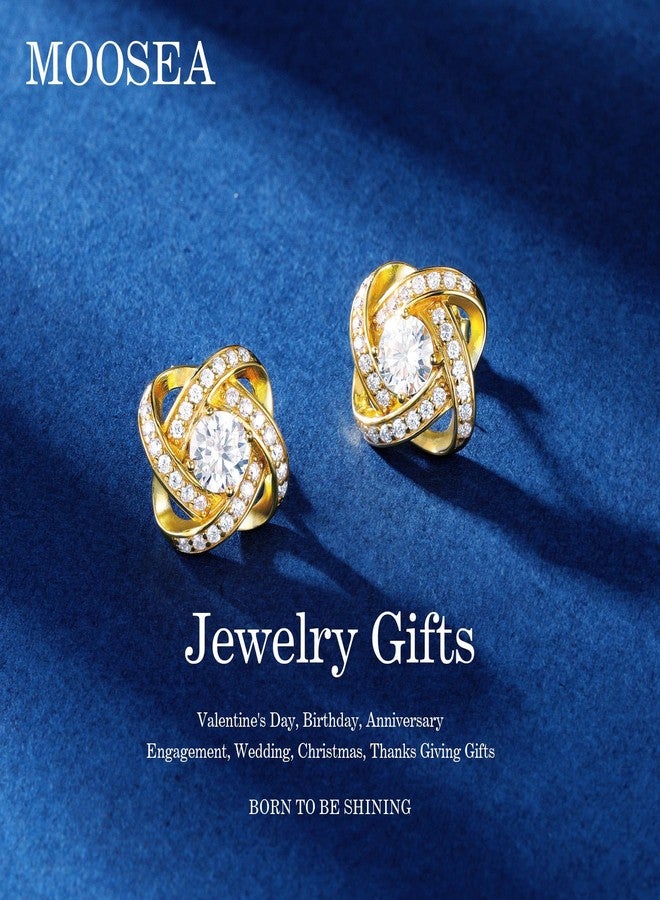 MOOSEA Moissanite Earrings for Women, 1ct Lab Created Moissanite 925 Sterling Silver Love Knot Moissanite Earrings Studs Anniversary Birthday Gifts for Women Mom Wife Girlfriend Grandma Friend - Image 2